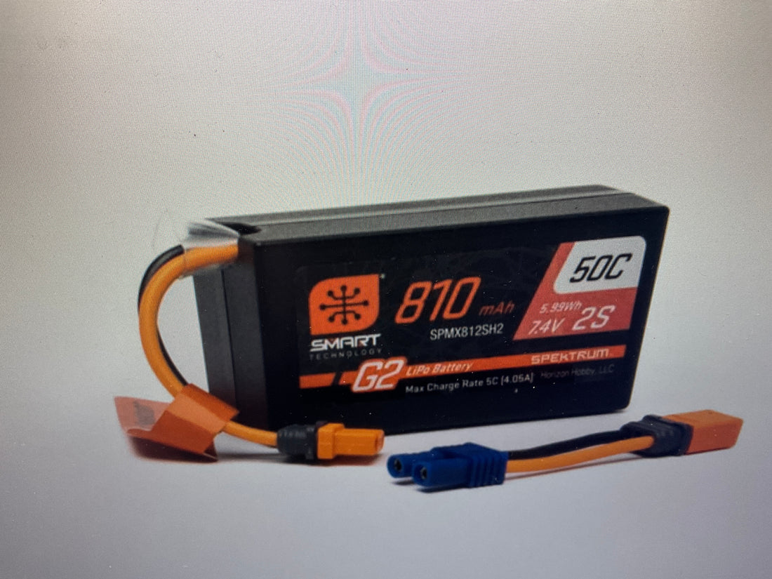 SPEKTRUM 7.4V 810mAh 2S Smart G2 50C LiPo: IC2