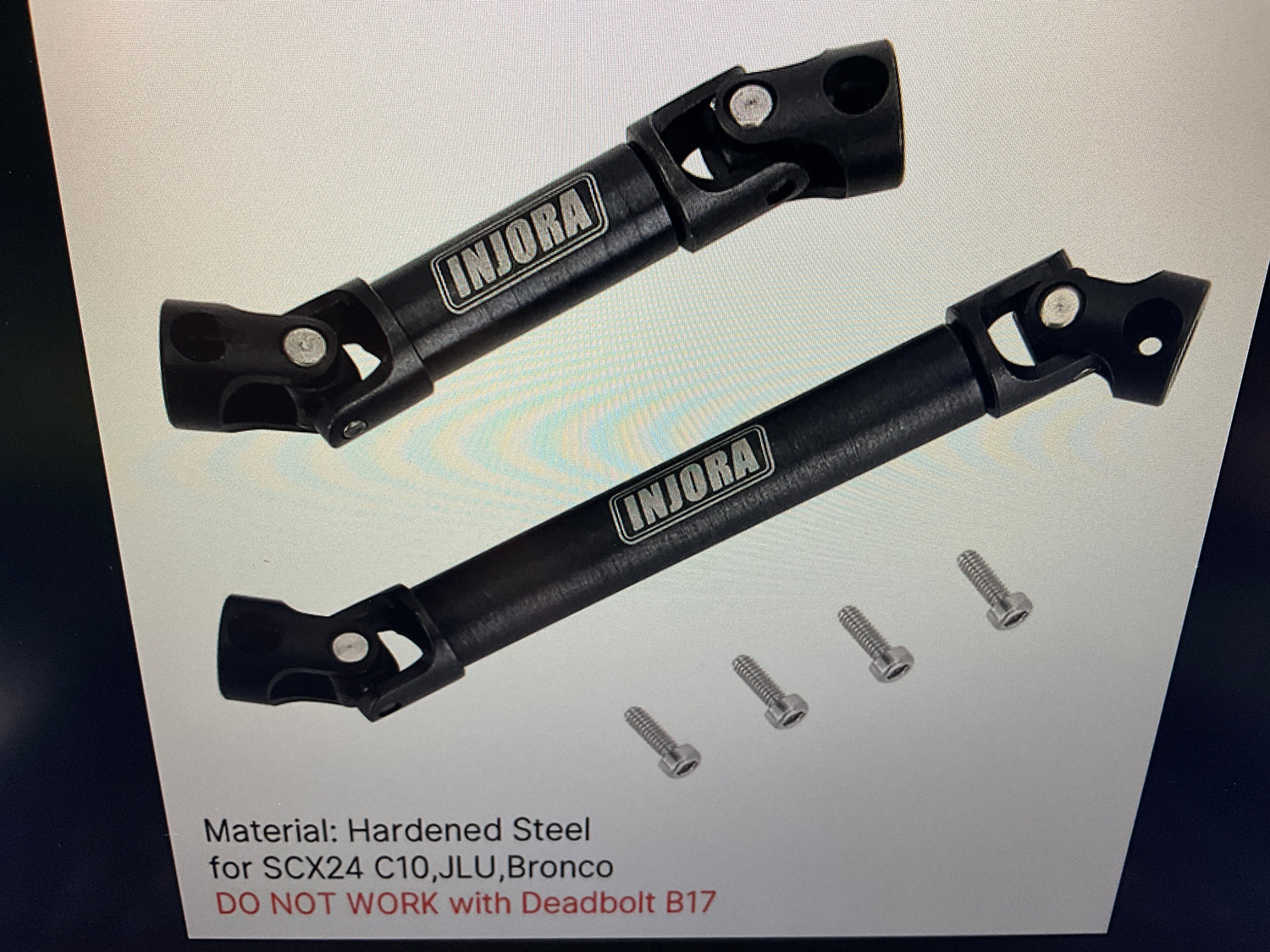 INJORA Steel Front Rear Center Drive Shafts for SCX24 C10 JLU Bronco Base Camp 4Runner