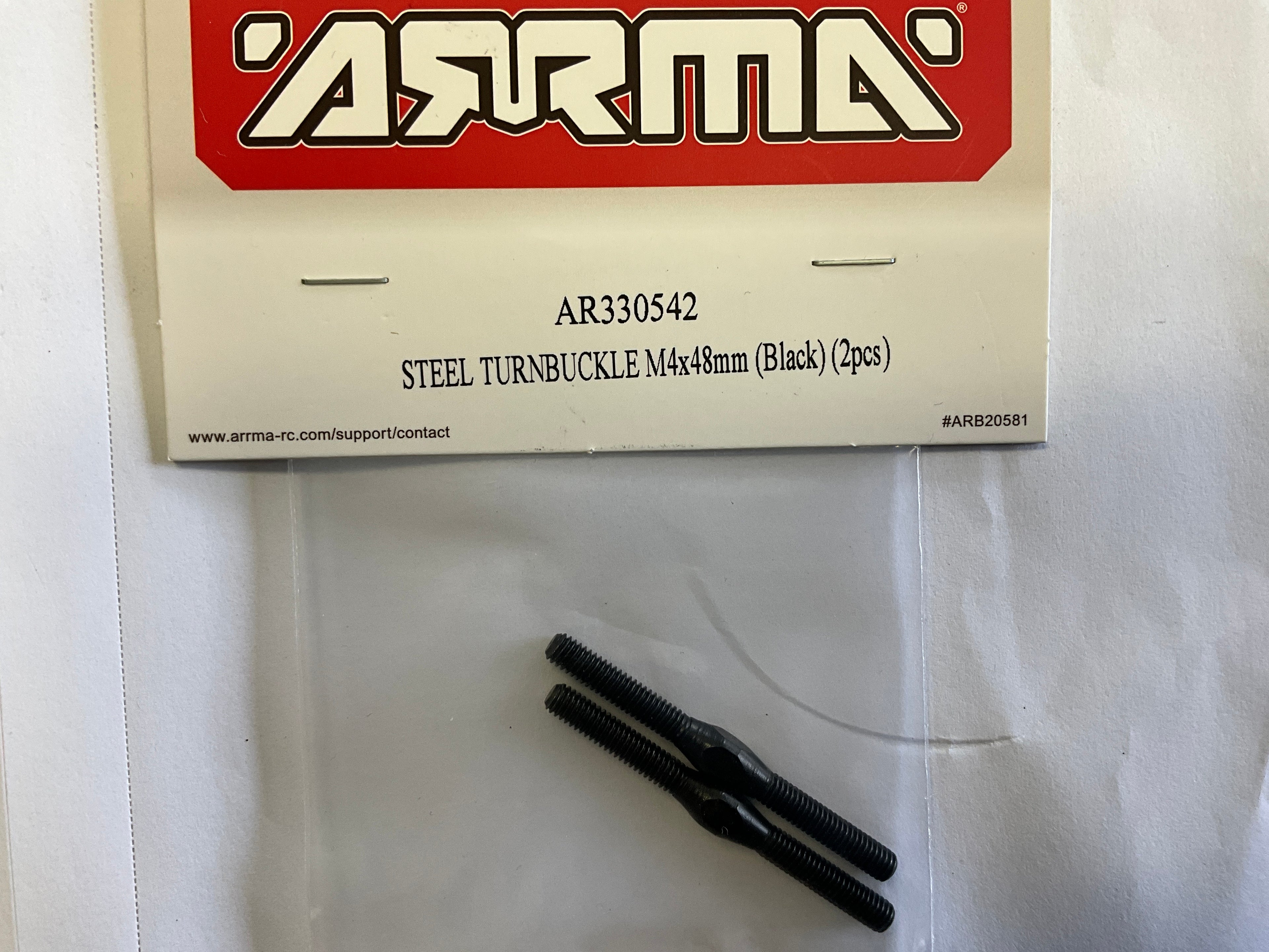 ARRMA Steel Turnbuckle, M4 x 48mm, Black (2)