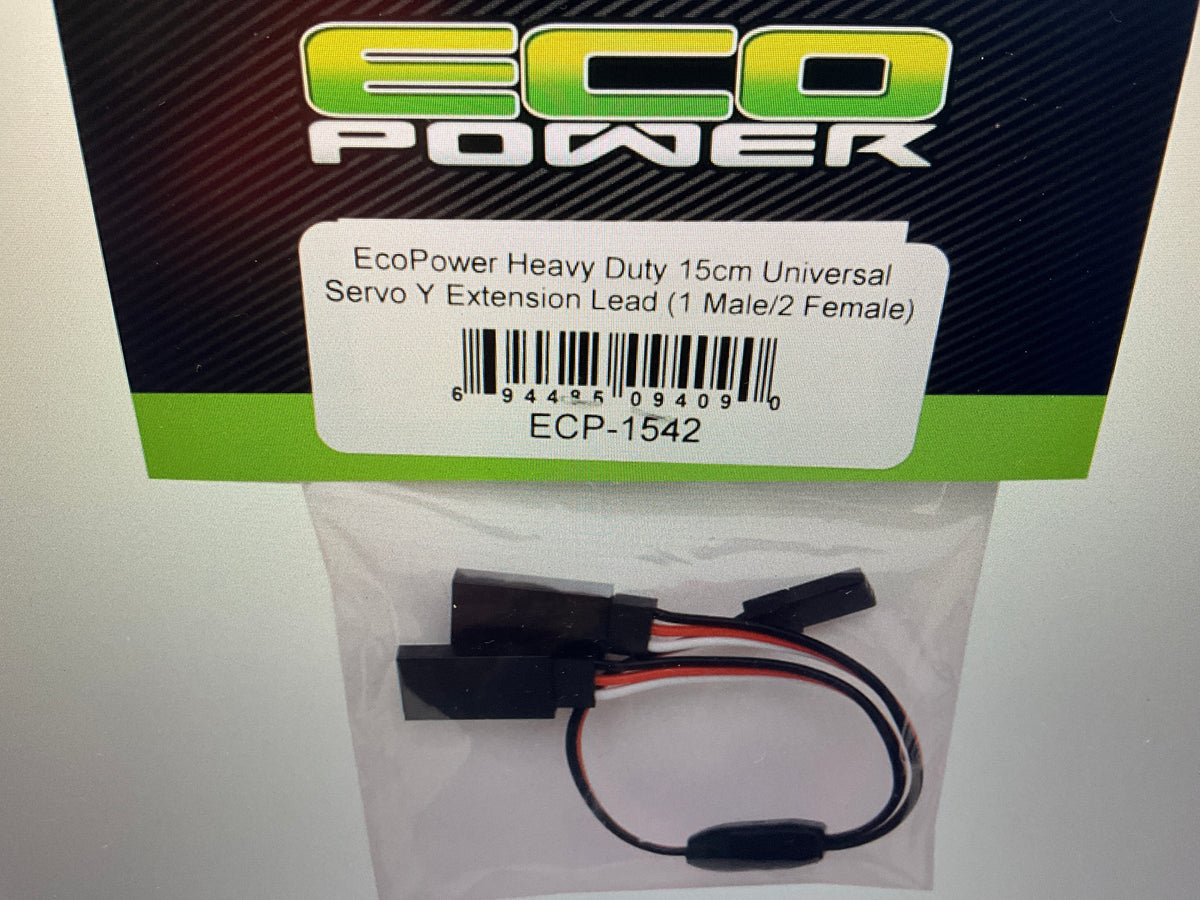 EcoPower Heavy Duty 15cm Universal Servo Y Extension Lead (1 Male/2 Female)