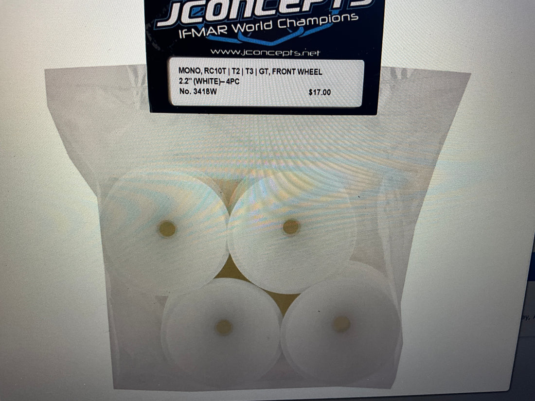 JConcepts 2.2&quot; Bearing Front Stadium Truck Wheels (White) (4) (RC10T/T2/T3/GT)