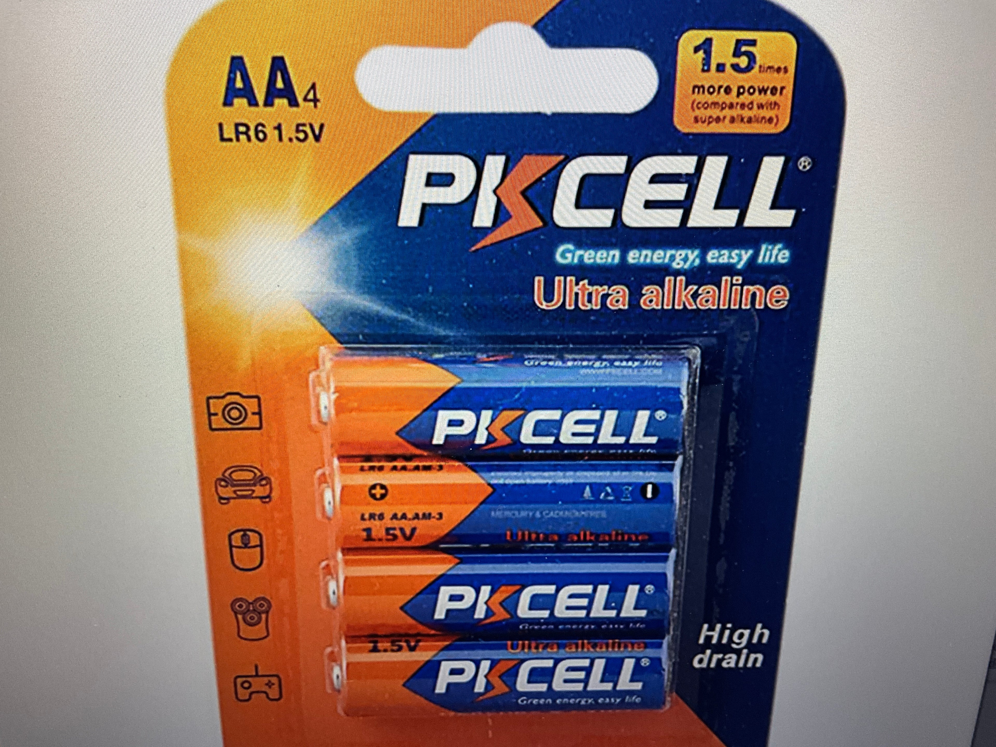 PKCell Ultra Alkaline AA Batteries 4 Pack (Mercury &amp; Cadmium Free)