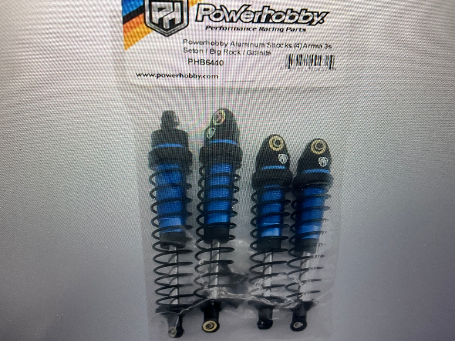 Powerhobby Aluminum Shocks (4) Arrma 3s Seton / Big Rock / Granite / Typhon Blue