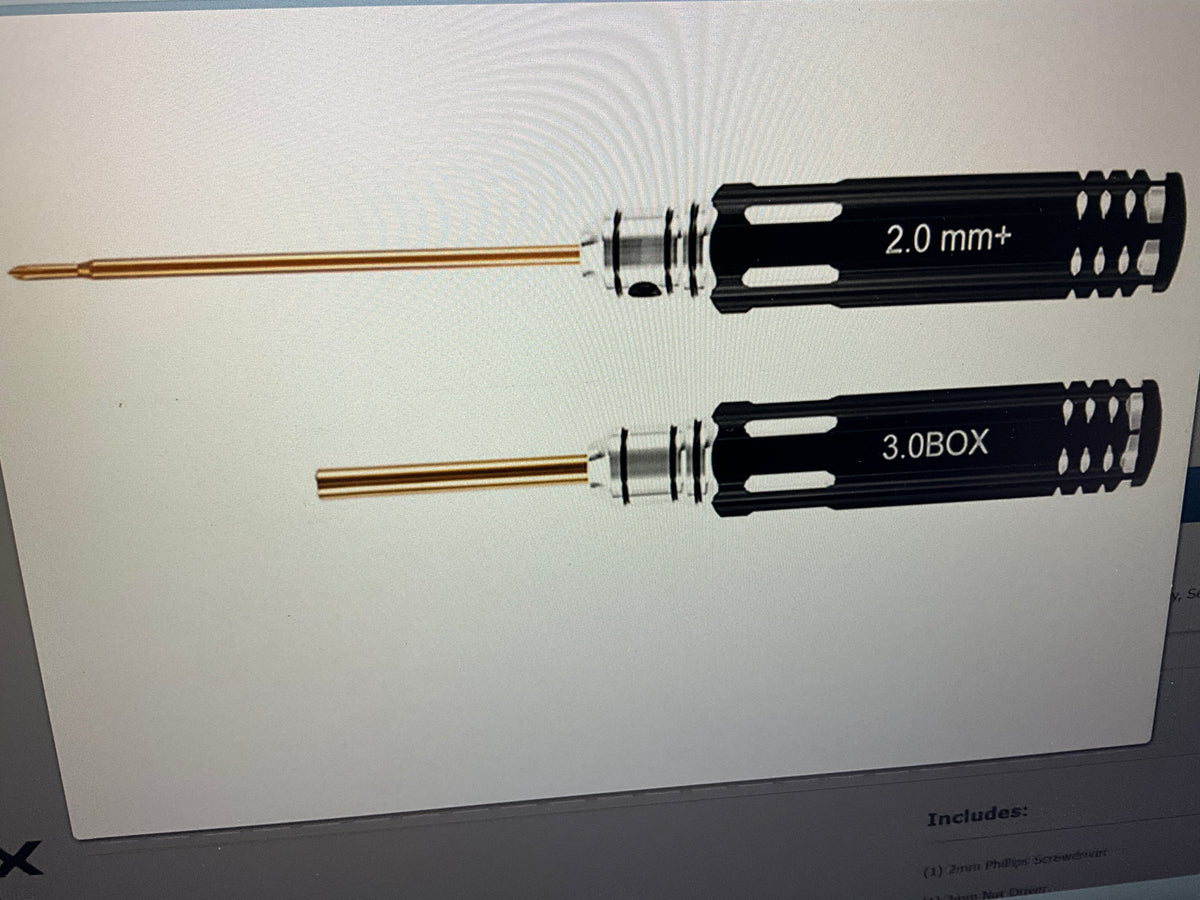 Injora Axial SCX30 Aluminum 2-Piece Metric Screwdriver &amp; Nut Driver Tool Set (2mm Phillips/3mm Nut)