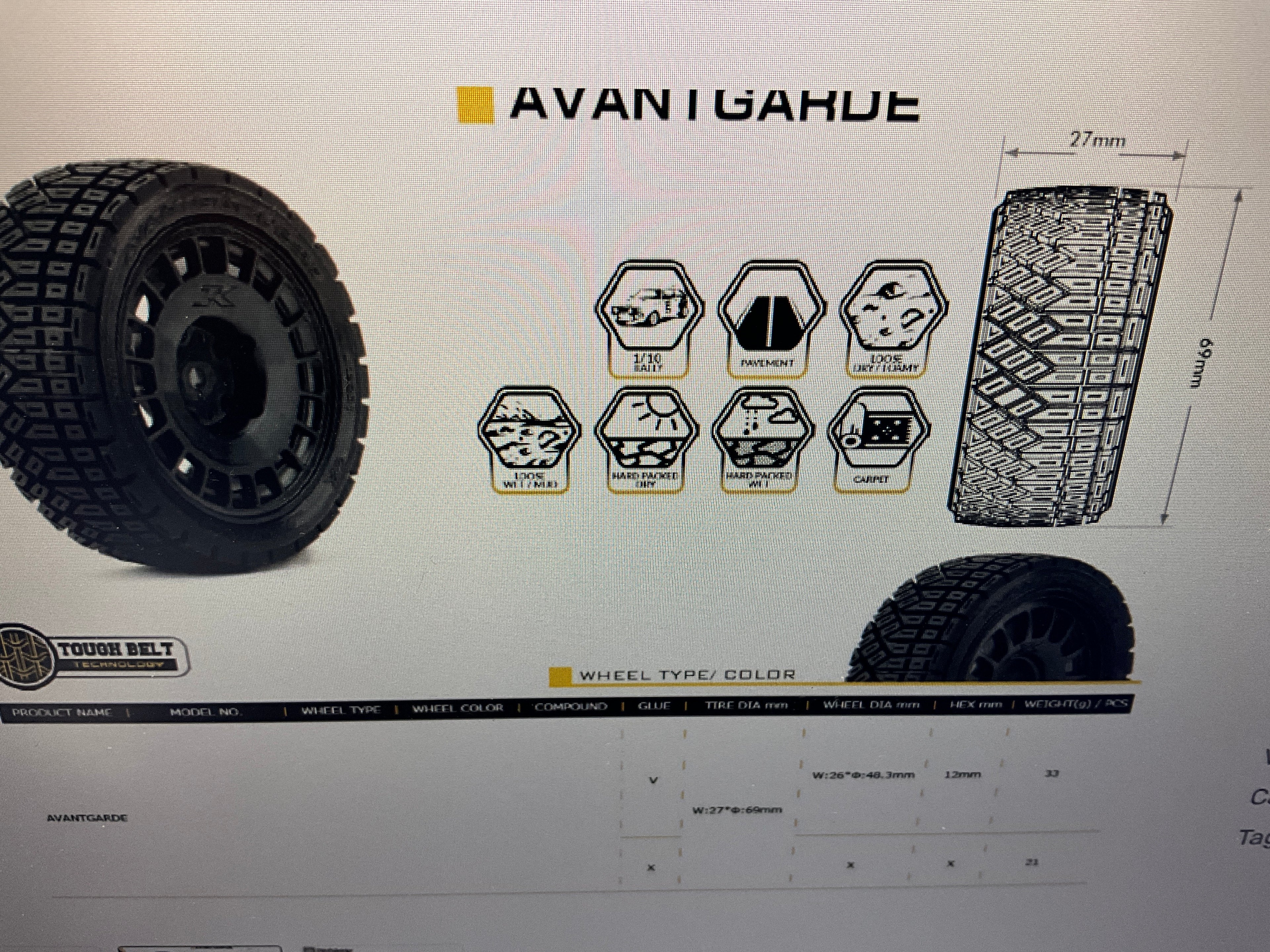 Powerhobby 1/10 Rally Car Avantgarde Mounted Tires Claw Wheels (4) 12mm HEX
