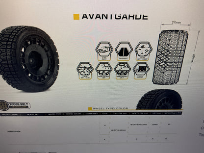 Powerhobby 1/10 Rally Car Avantgarde Mounted Tires Claw Wheels (4) 12mm HEX