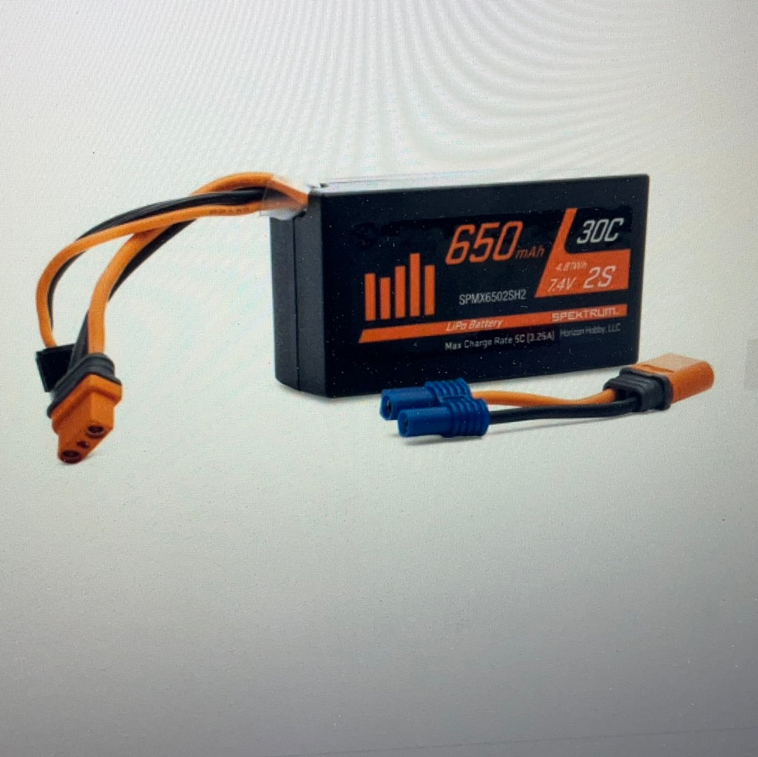 SPEKTRUM 7.4V 650mAh 2S 30C LiPo Battery: IC2