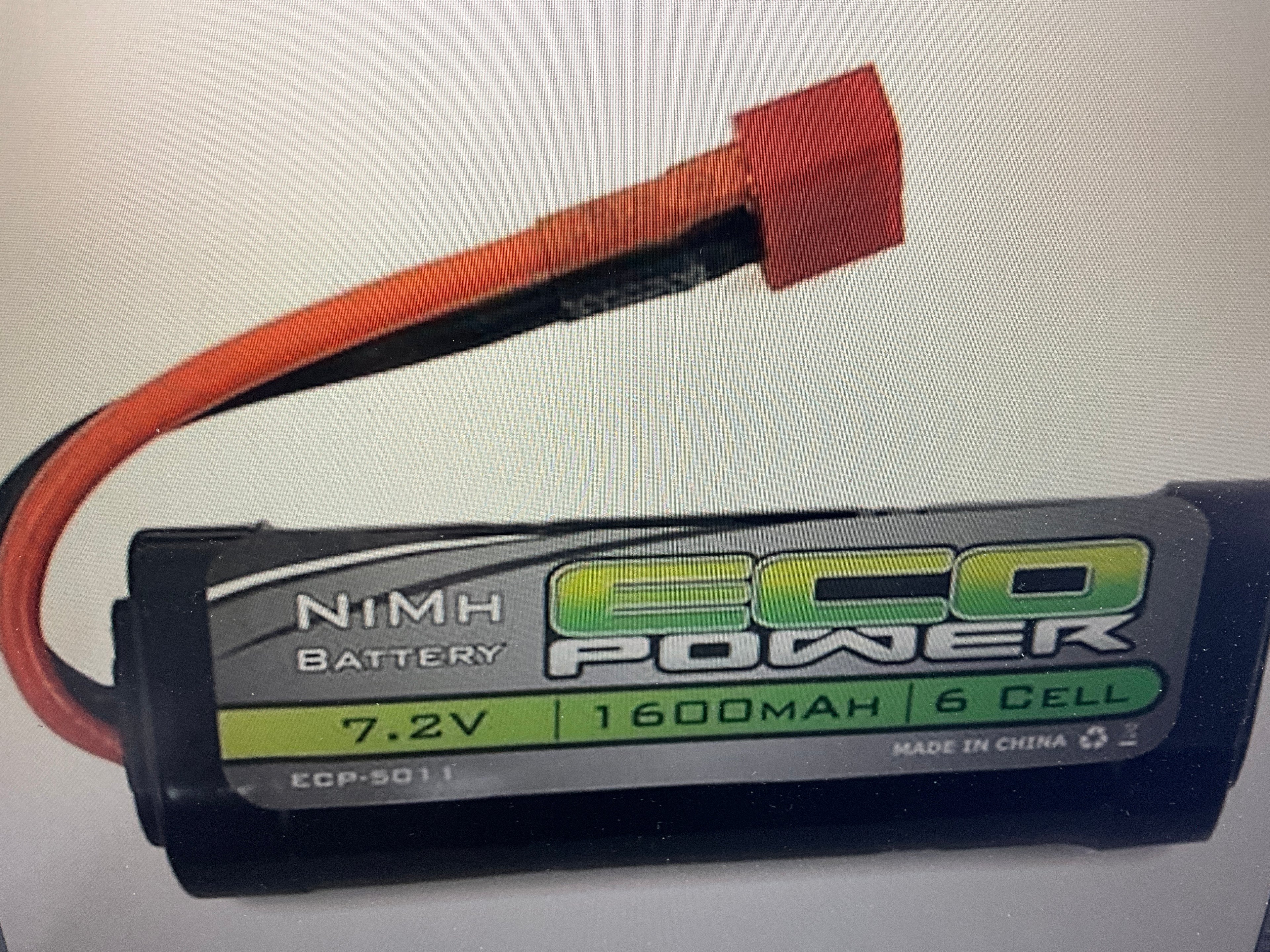 EcoPower 6-Cell NiMH 2/3A Stick Battery w/T-Style Connector (7.2V/1600mAh)