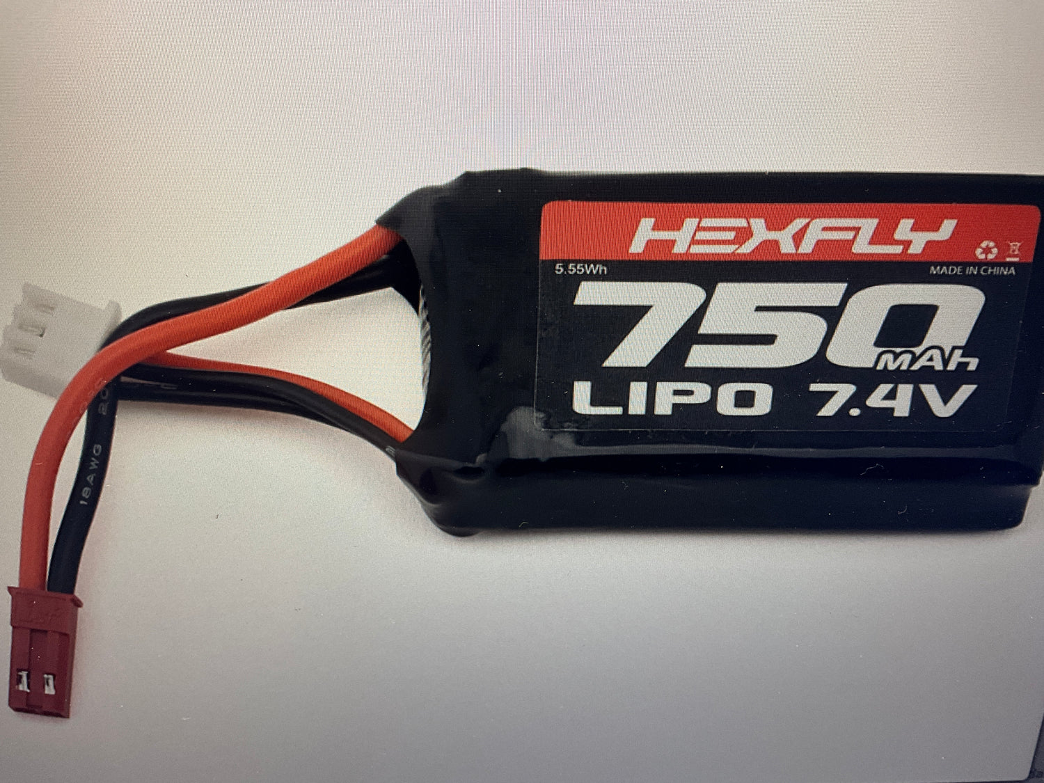 Redcat MT-18/Ascent-18 2S Lipo Battery (7.4V/750mAh) w/JST Connector