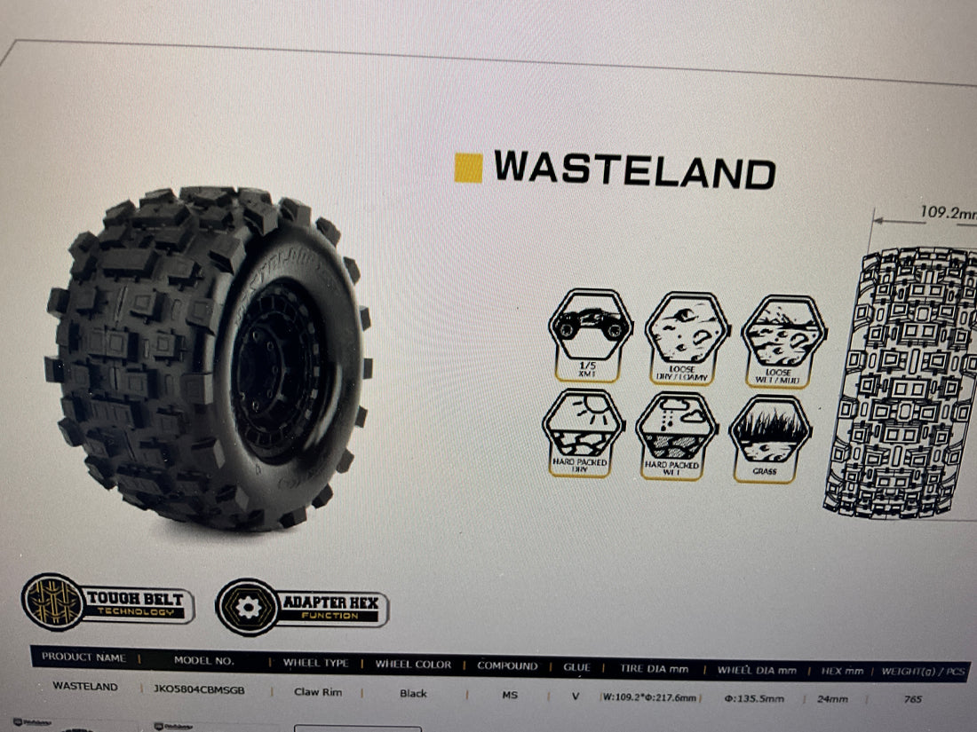 Powerhobby Wasteland 1/5 Belted Tires (2) FOR Traxxas X-Maxx Arrma Losi DBXL-E