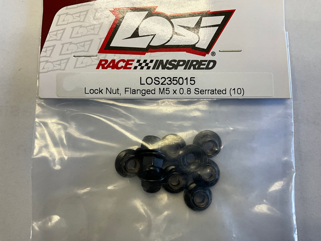 LOSI Lock Nut Flanged M5 x 0.8 Serrated (10)