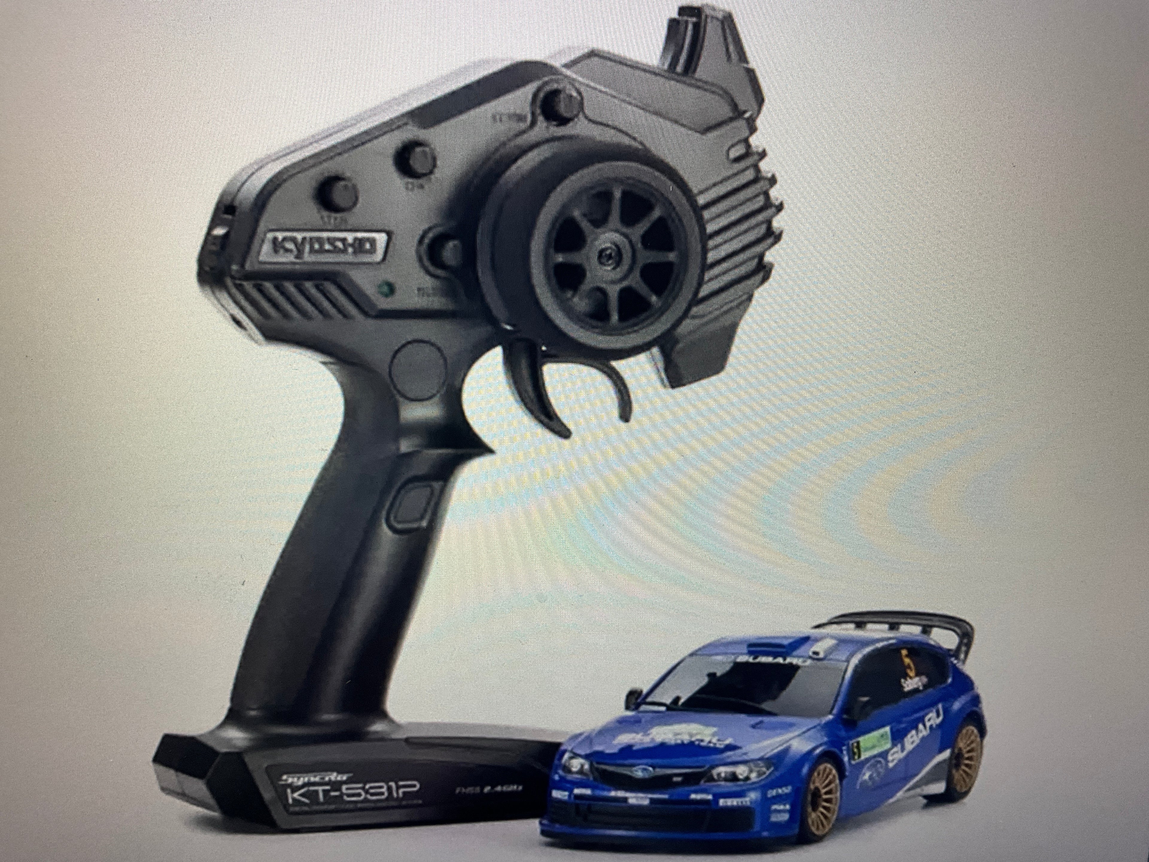 Kyosho MA-020 AWD Mini-Z ReadySet w/2008 Subaru Impreza WRC Rally Body (White/Blue) w/KT-531P 2.4GHz Radio