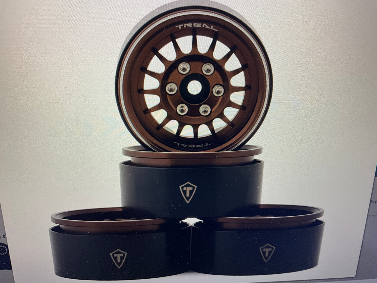 Treal Hobby Type N 1.9&quot; Multi-Spoke Beadlock Wheels (Bronze) (4)