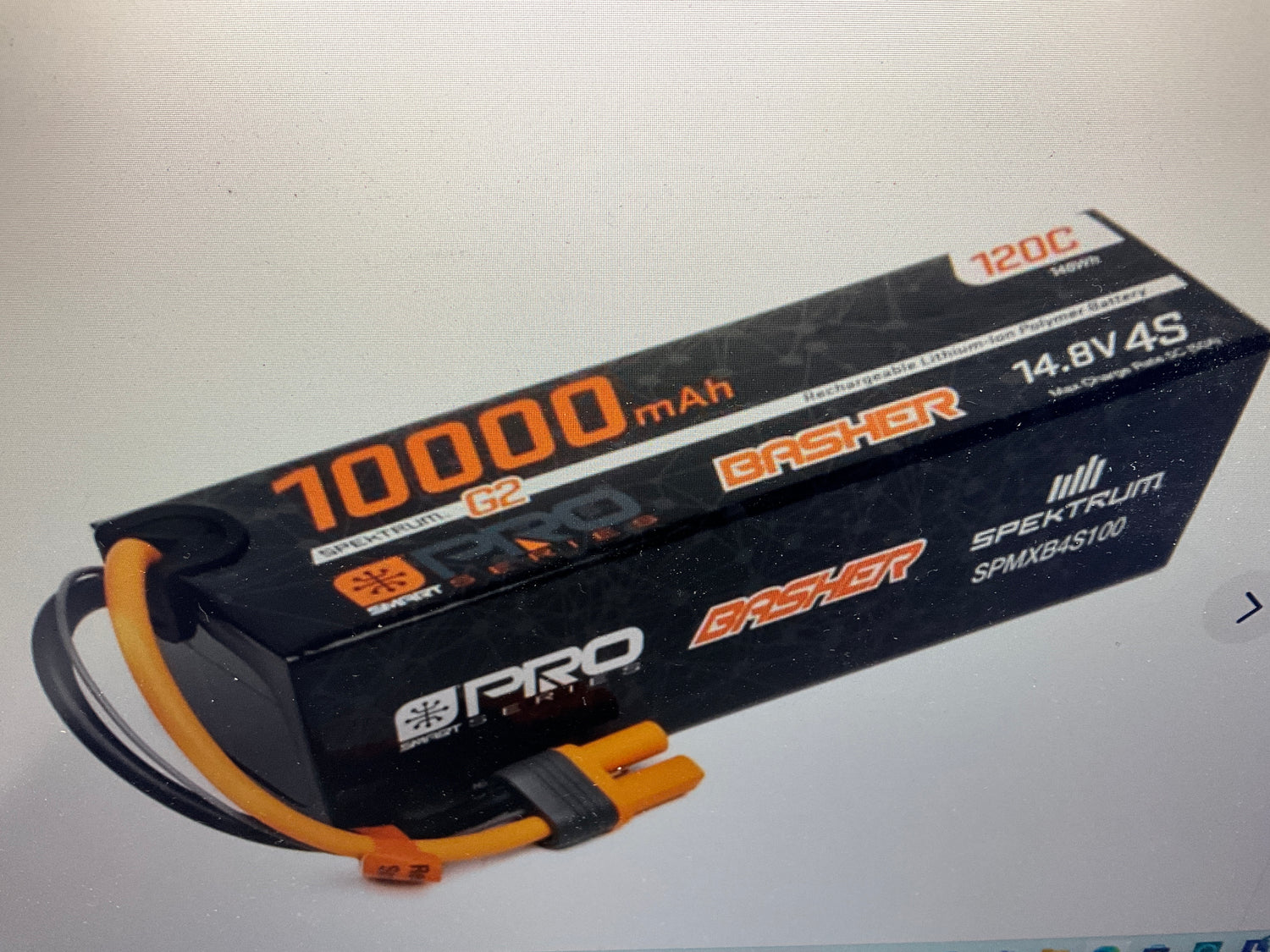 SPEKTRUM 14.8V 10000mAh 4S 120C Smart G2 Pro Basher LiPo Battery: IC5