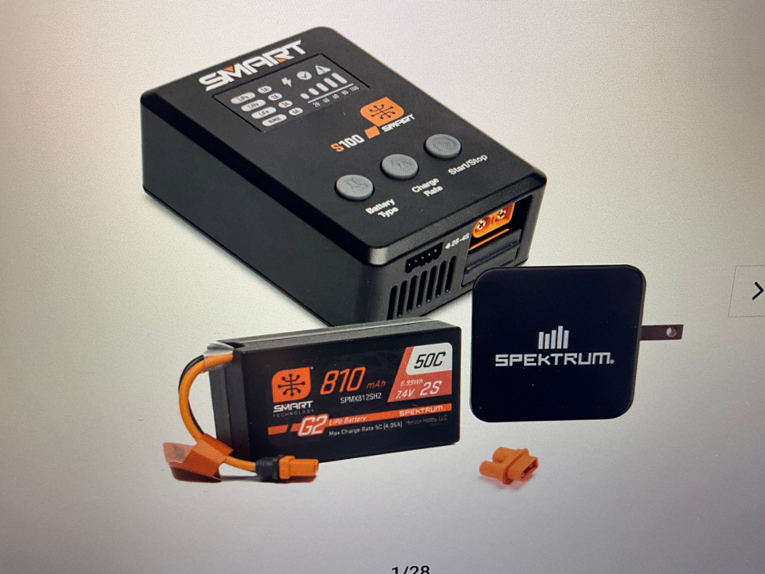 Smart Powerstage Surface Bundle: 810mAh 2S 50C LiPo Battery (IC2) / S100 Charger / 65W Power Supply / Adapter