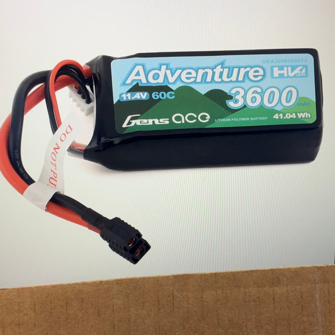 Gens Ace Adventure 3s LiHv Battery Pack 60C (11.4V/3600mAh) w/Universal Connector