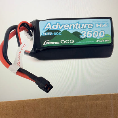 Gens Ace Adventure 3s LiHv Battery Pack 60C (11.4V/3600mAh) w/Universal Connector