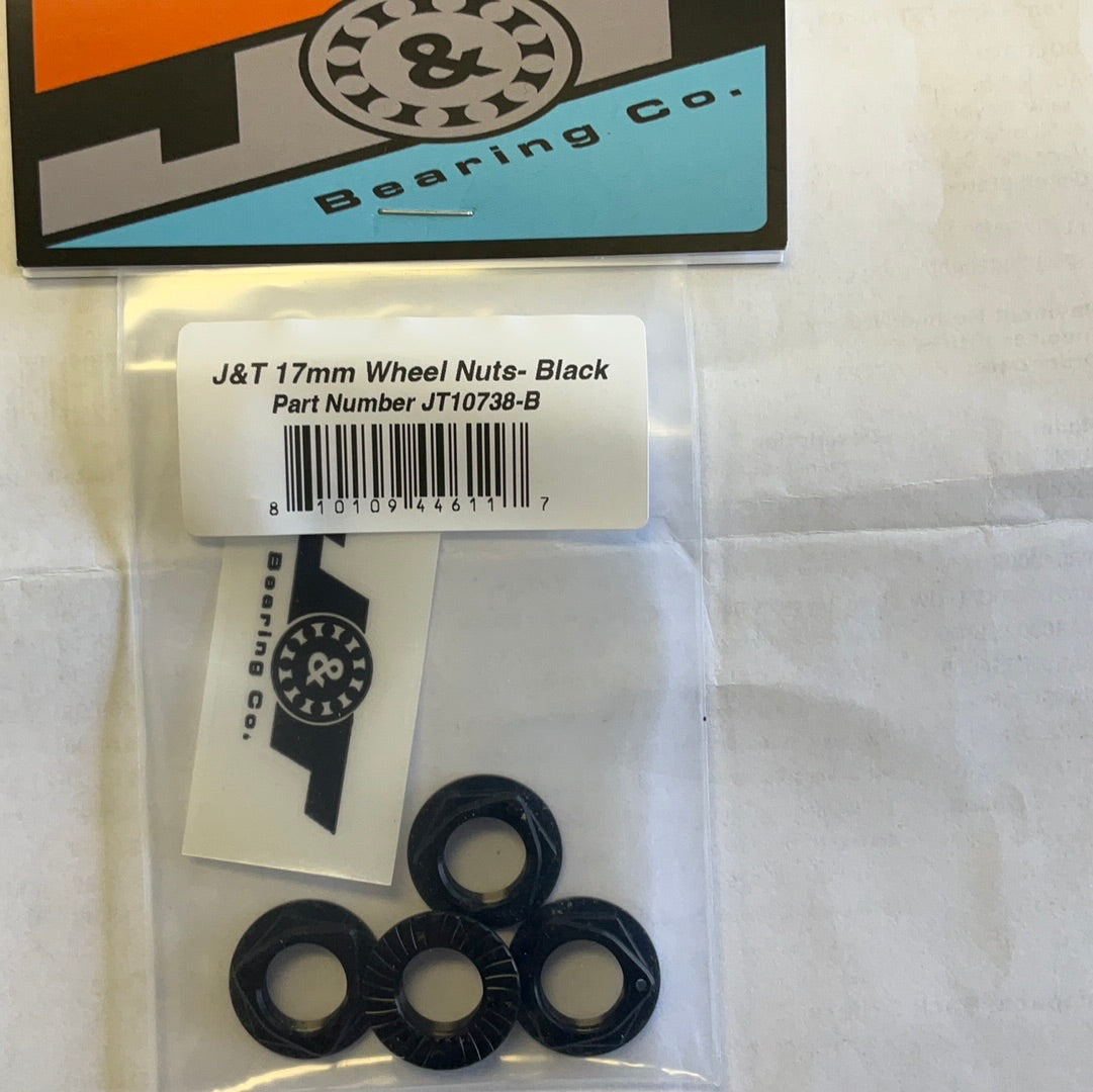 J&amp;T Bearing Co. 17mm Wheel Nuts (Black) (4)