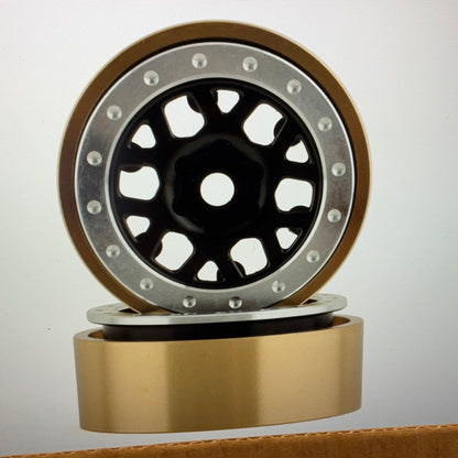 SSD RC 1.0” Boxer Aluminum/Brass Beadlock Wheels (Black) (2) (25g)