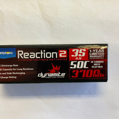 DYNAMITE 11.1V 3700mAh 3S 50C Reaction 2 LiPo Battery: EC3