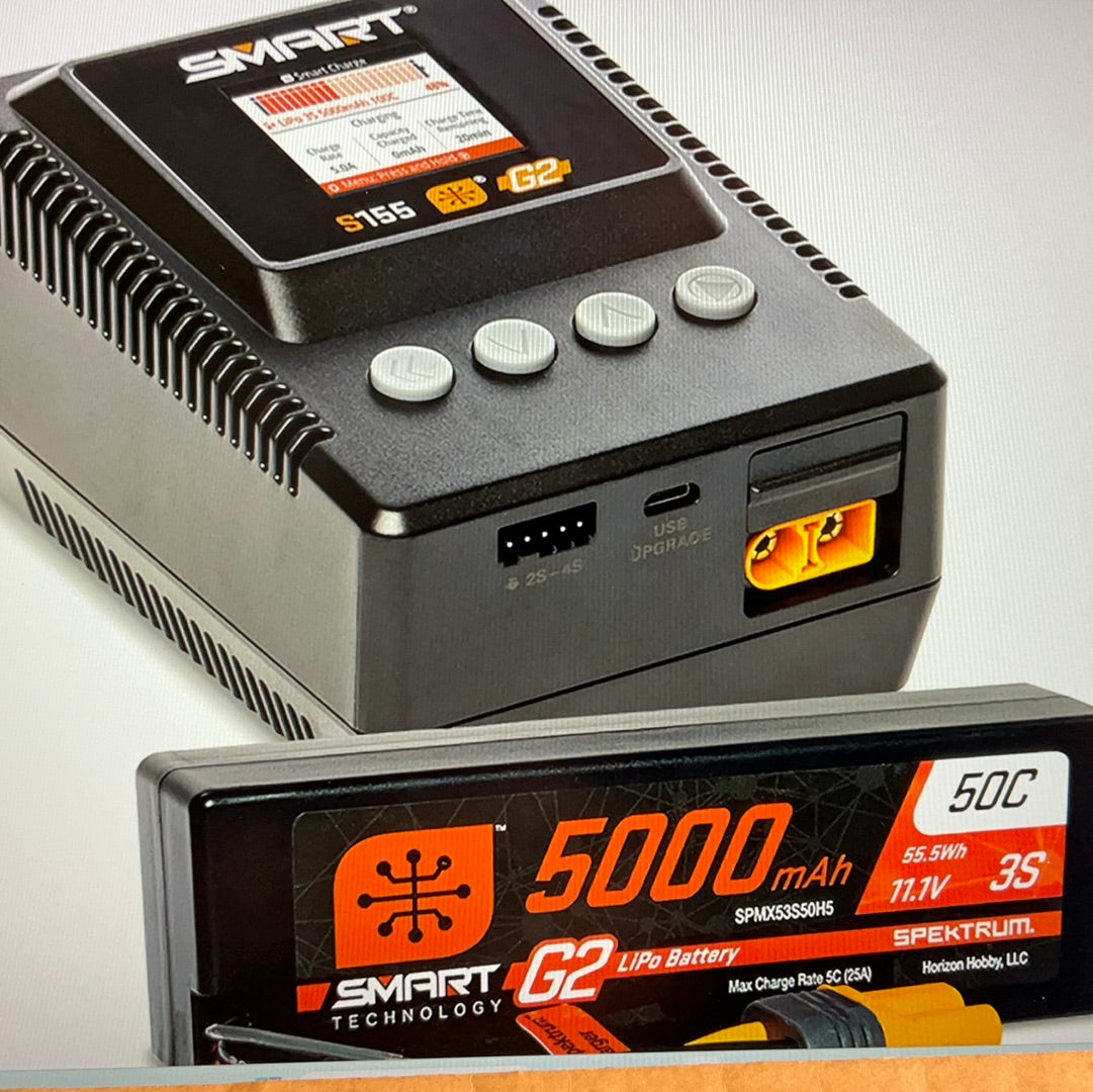 Spectrum Smart Powerstage Surface Bundle: 5000mAh 3S LiPo Battery / S155 Charger