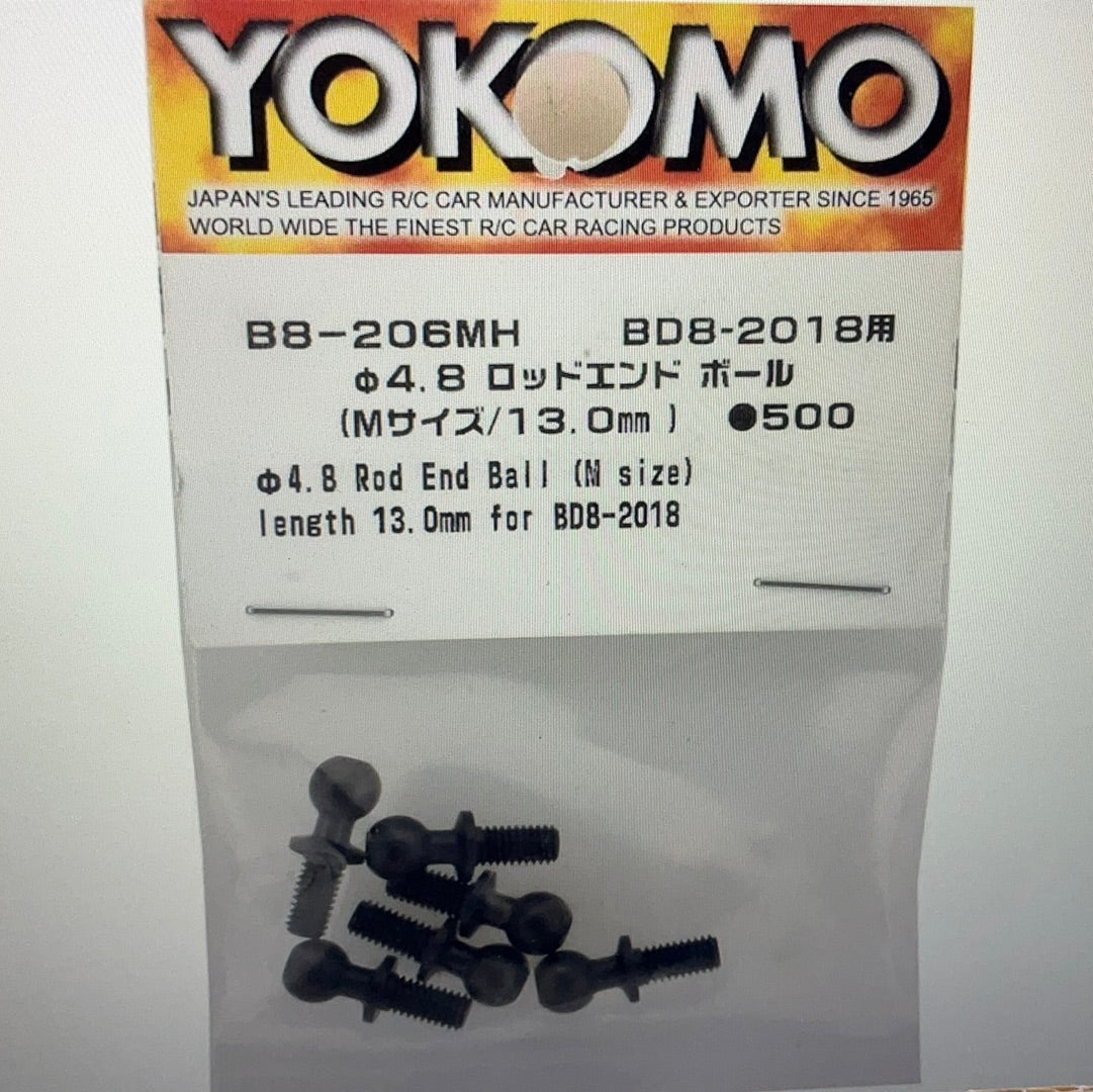 Yokomo BD8 2018/2019 Rod End Ball Set (6) (4.8mm/13mm)