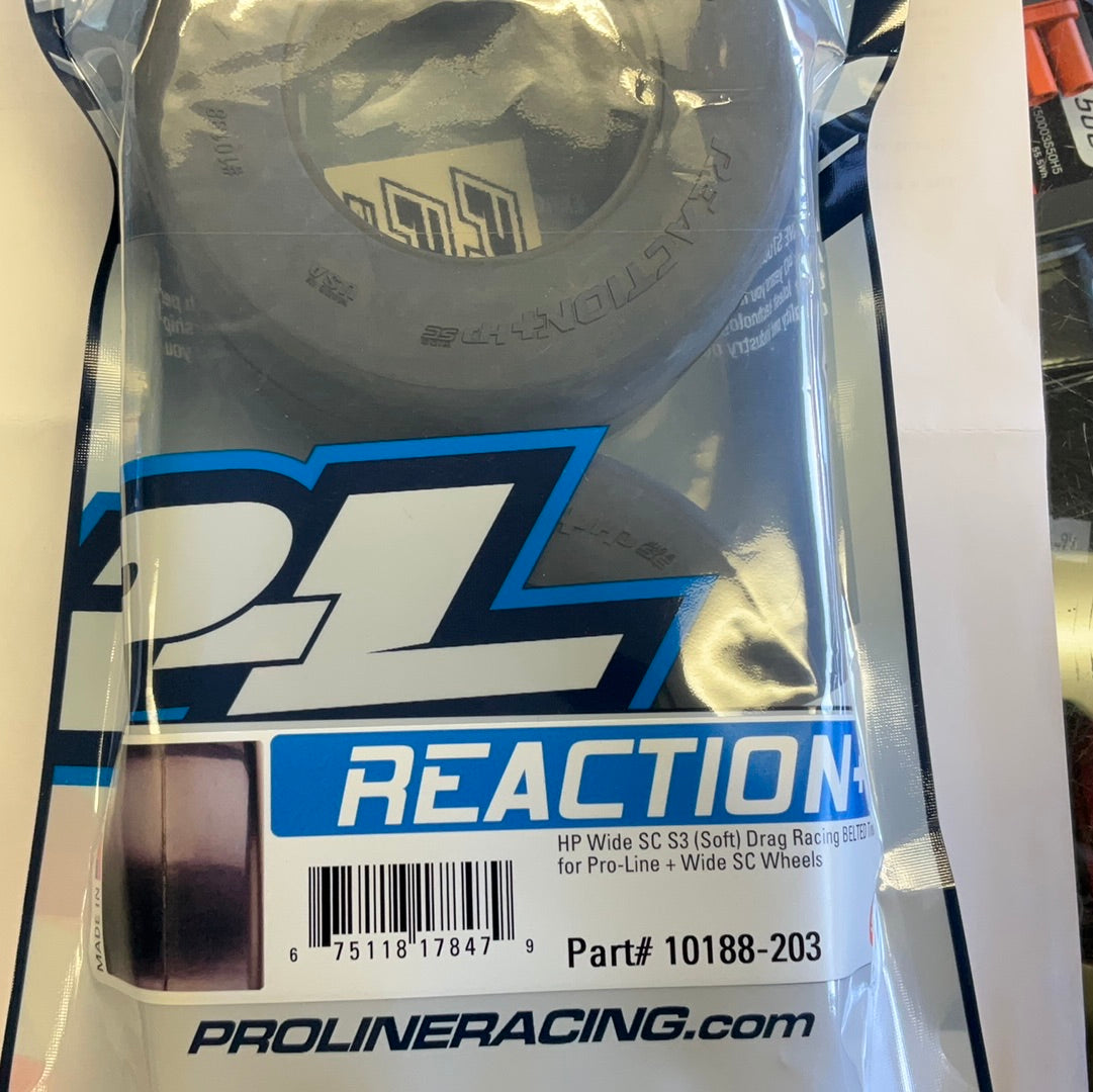 PROLINE 1/10 Reaction+ HP Wide BELTED S3 Rear 2.2&quot;/3.0&quot; Drag Tire (2)