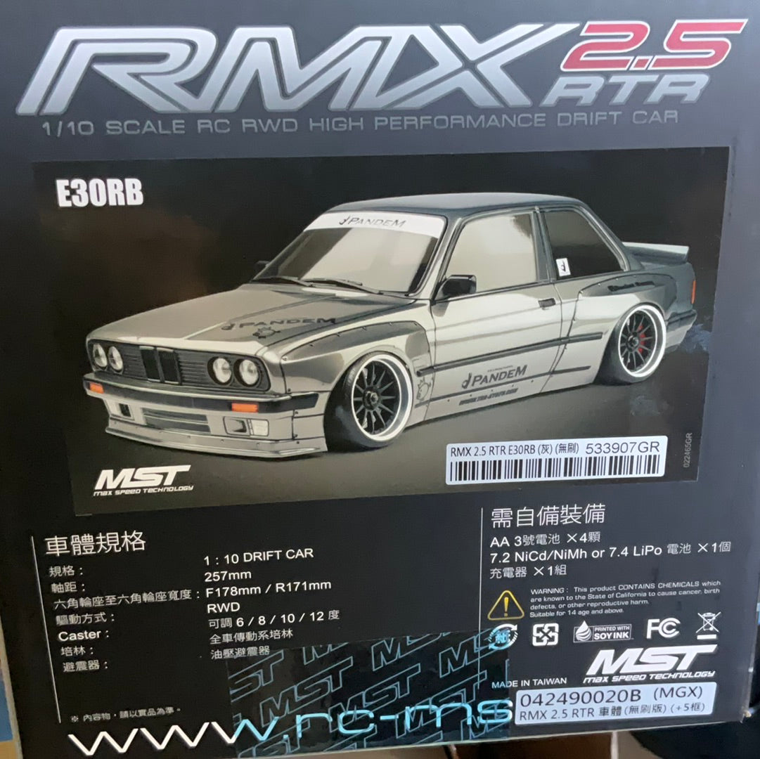 MST RMX 2.5 1/10 2WD Brushless RTR Drift Car w/E30RB Body (Grey)
