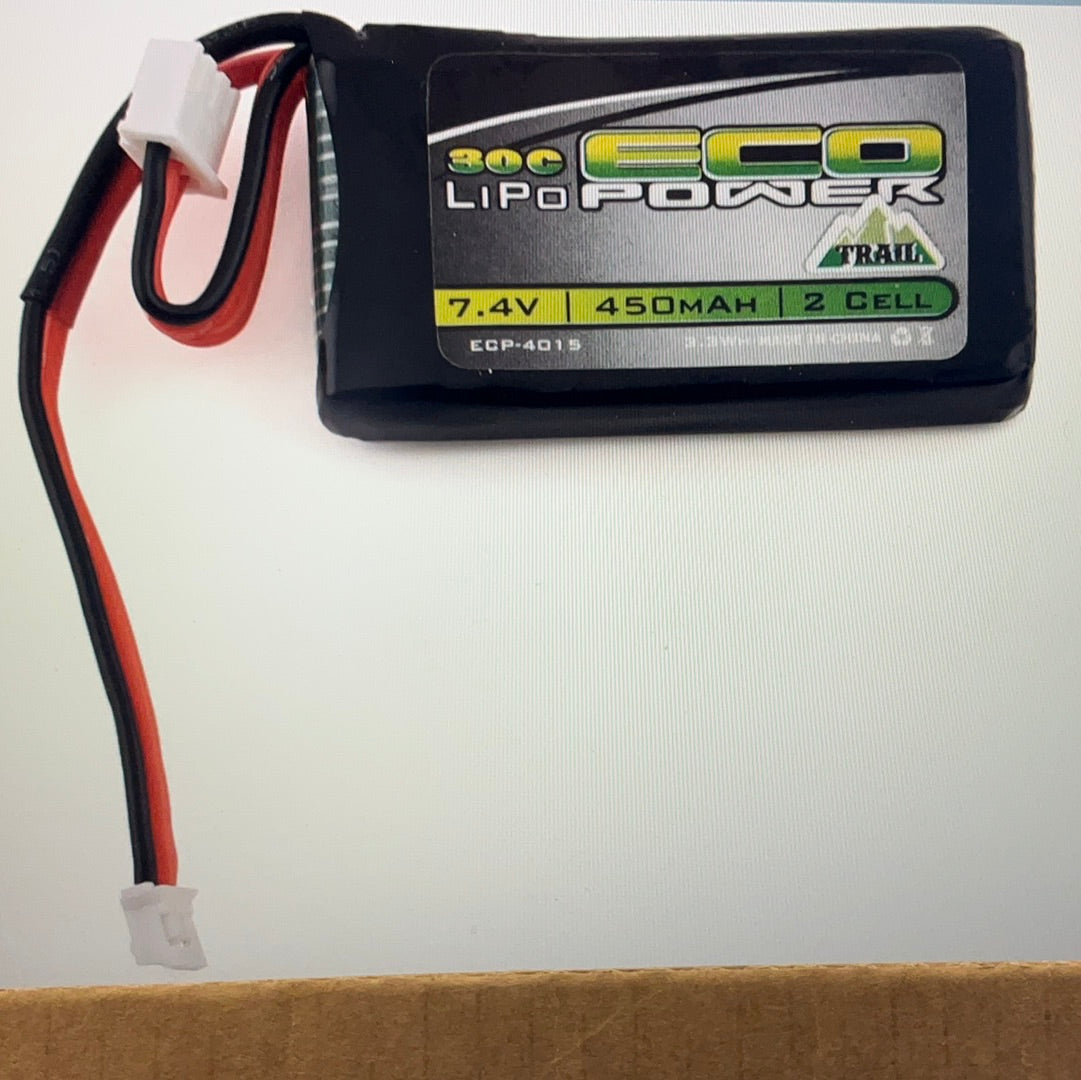 EcoPower &quot;Trail&quot; SCX24 2S 30C LiPo Battery w/PH2.0 Connector (7.4V/450mAh)