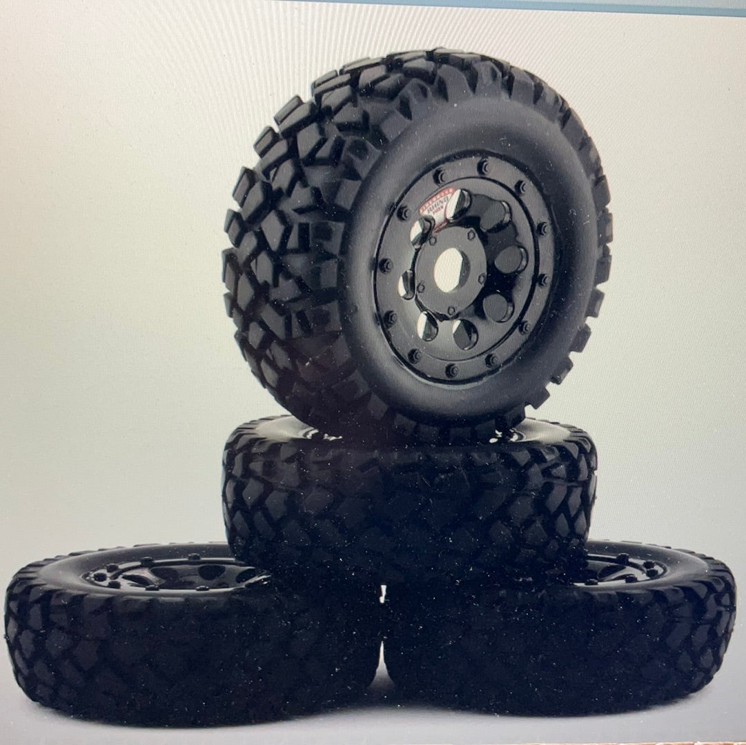 Firebrand RC Rhino HDX 1/8 Pre-Mounted Truck Tires (4) (Black) w/Lock-Down Tires &amp; 17mm Hex