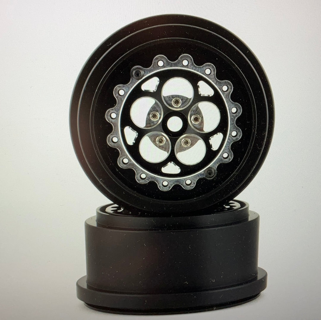 SSD RC 5 Hole Lightweight Aluminum Drag Racing Beadlock Wheels (Black) (2) (2.2/3.0&quot;)