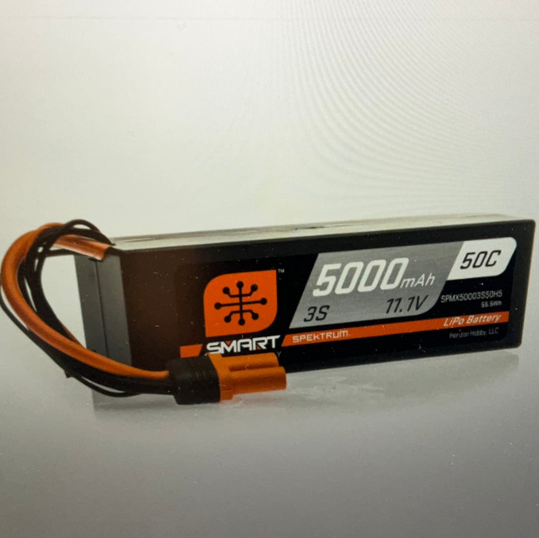 Spektrum 11.1V 5000mAh 3S 50C Smart Hardcase LiPo Battery: IC5