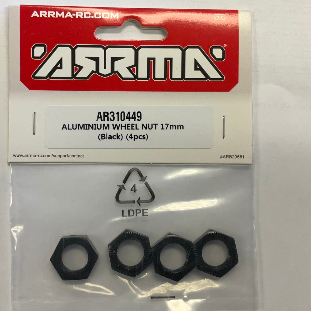 ARRMA Wheel Nut Aluminum 17mm Black (4) AR310449