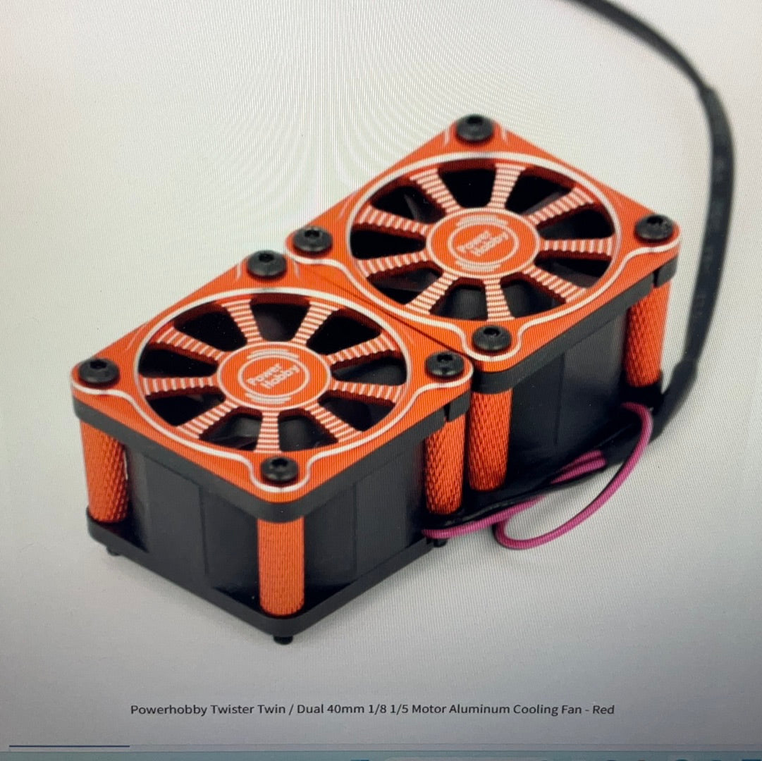 Powerhobby Twister Twin / Dual 40mm 1/8 1/5 Motor Aluminum Cooling Fan - Red