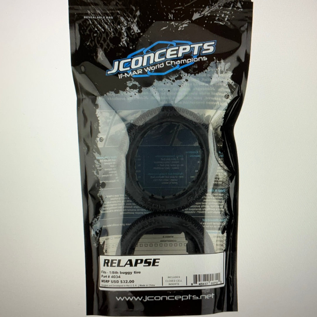 JConcepts Relapse 1/8th Buggy Tires w/Foam Inserts (2) (Aqua)