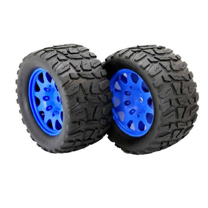 Powerhobby Raptor XL Belted Tires Viper Wheels (4) Arrma Kraton Outcast 8S BLUE