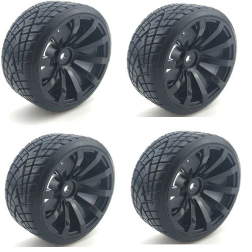 Powerhobby 1/10 Drift Car Mounted Tires / Wheels (4) Black PY052
