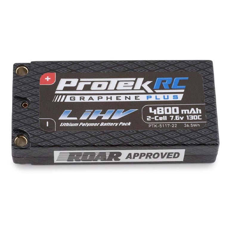 ProTek RC 2S 130C Low IR Si-Graphene + HV LCG Shorty LiPo Battery (7.6V/4800mAh) w/5mm Connectors (ROAR Approved)