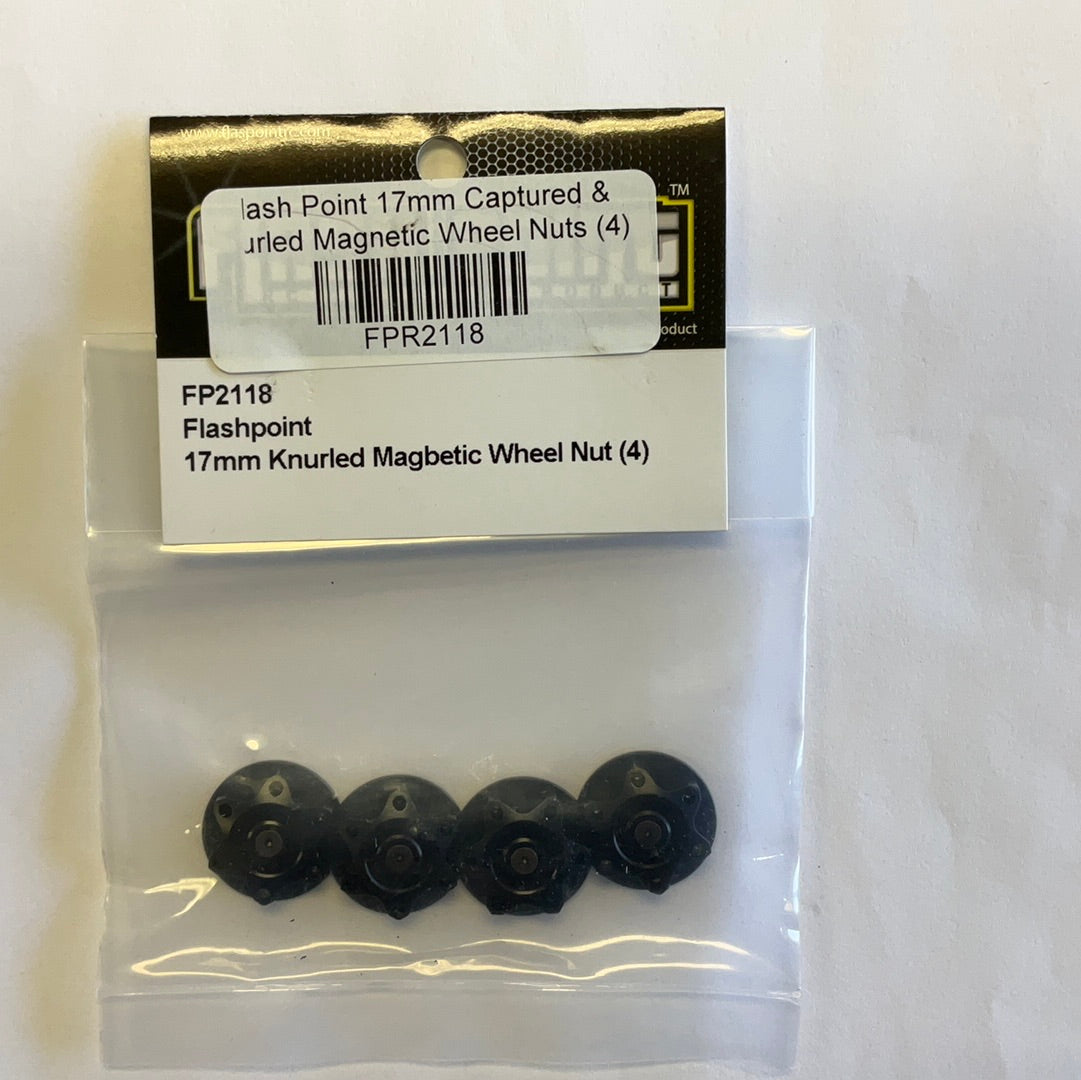Flash Point 17mm Captured &amp; Knurled Magnetic Wheel Nuts (4)