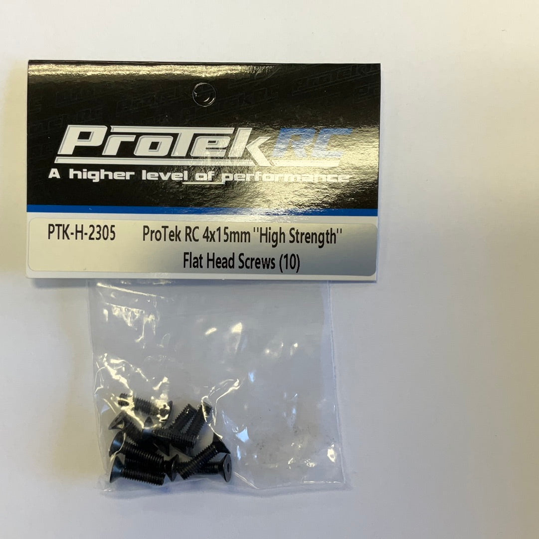 ProTek RC 4x15mm &quot;High Strength&quot; Flat Head Screws (10)