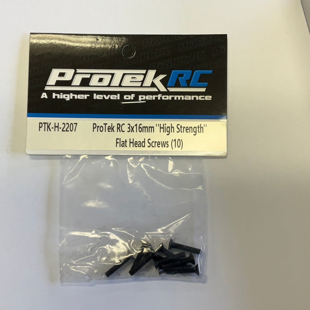 ProTek RC 3x16mm &quot;High Strength&quot; Flat Head Screws (10)