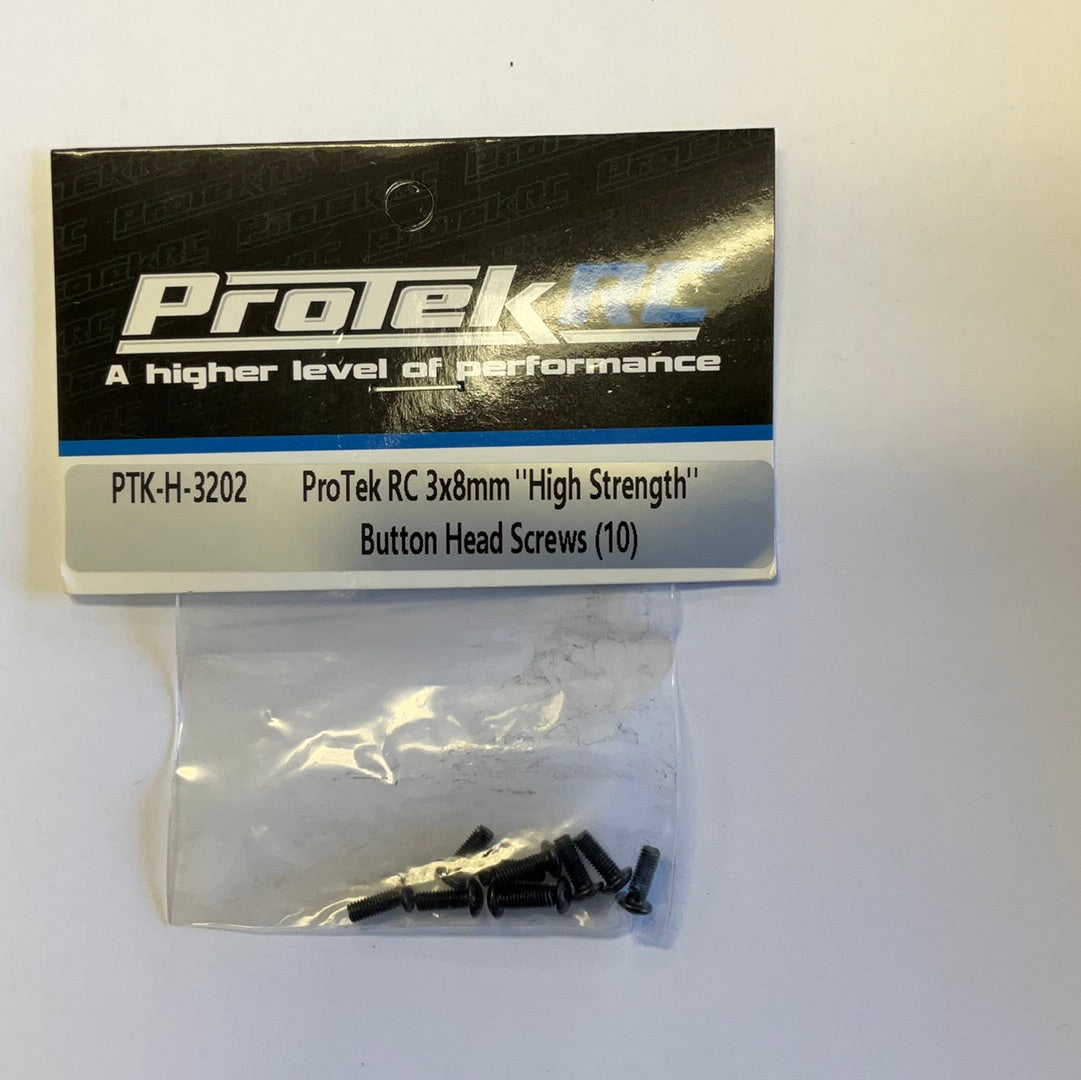 ProTek RC 3x8mm &quot;High Strength&quot; Button Head Screws (10)