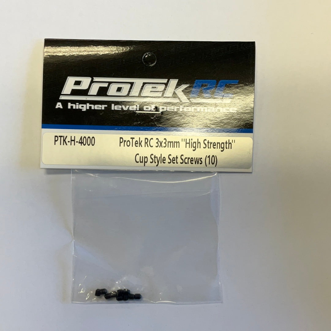 ProTek RC 3x3mm &quot;High Strength&quot; Cup Style Set Screws (10)