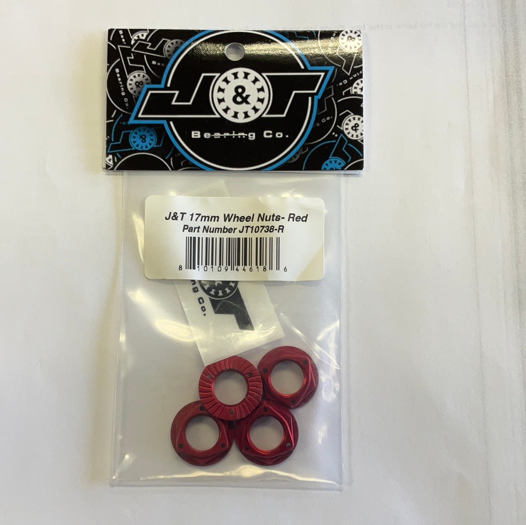 J&amp;T Bearing Co. 17mm Wheel Nuts (Red) (4)