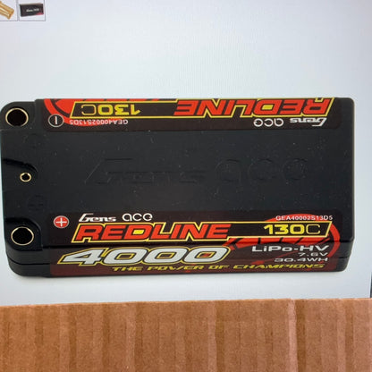 Gens Ace Redline 2S LiHV LiPo LCG Battery 130C (7.6V/4000mAh) w/5mm Bullets