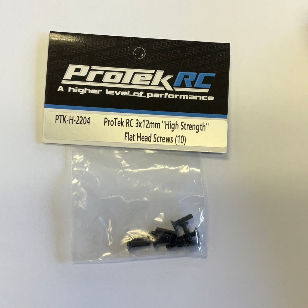 ProTek RC 3x12mm &quot;High Strength&quot; Flat Head Screws (10)