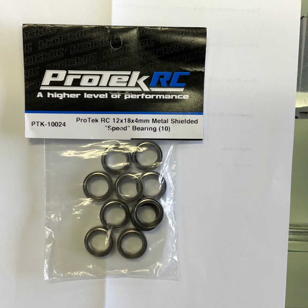 ProTek RC 12x18x4mm Metal Shielded &quot;Speed&quot; Bearing (10)