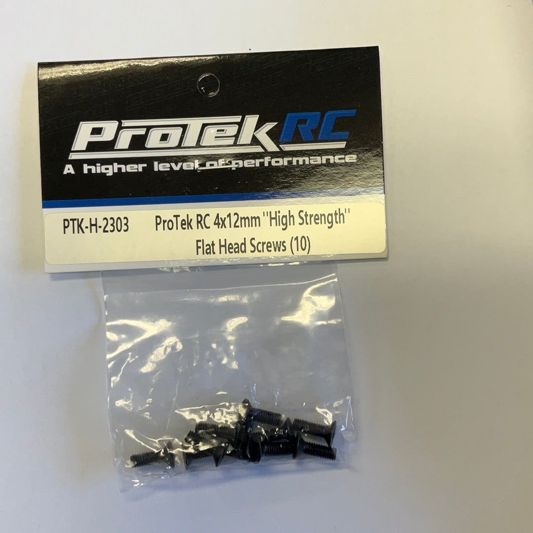 ProTek RC 4x12mm &quot;High Strength&quot; Flat Head Screws (10)