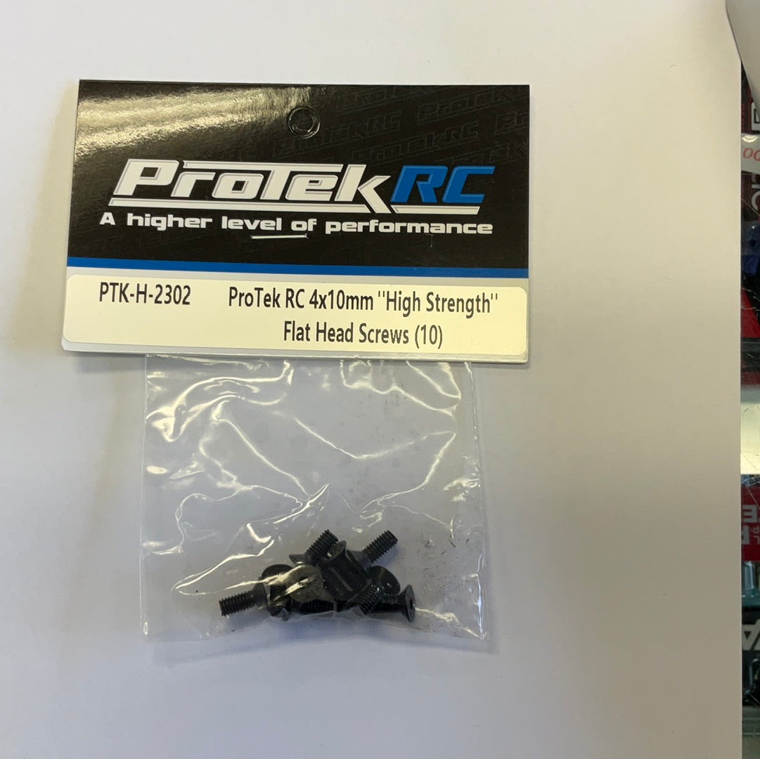 ProTek RC 4x10mm &quot;High Strength&quot; Flat Head Screws (10)