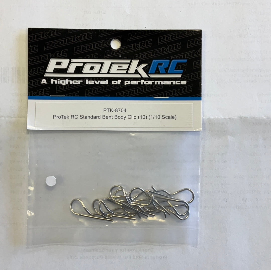 ProTek RC Standard Bent Body Clip (10) (1/10 Scale)